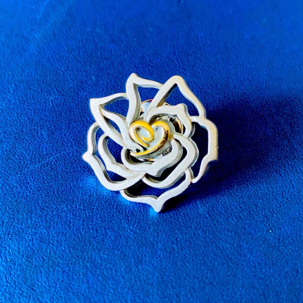 Vintage Heart and Rose Ballou Reg’d Two Tone Pin